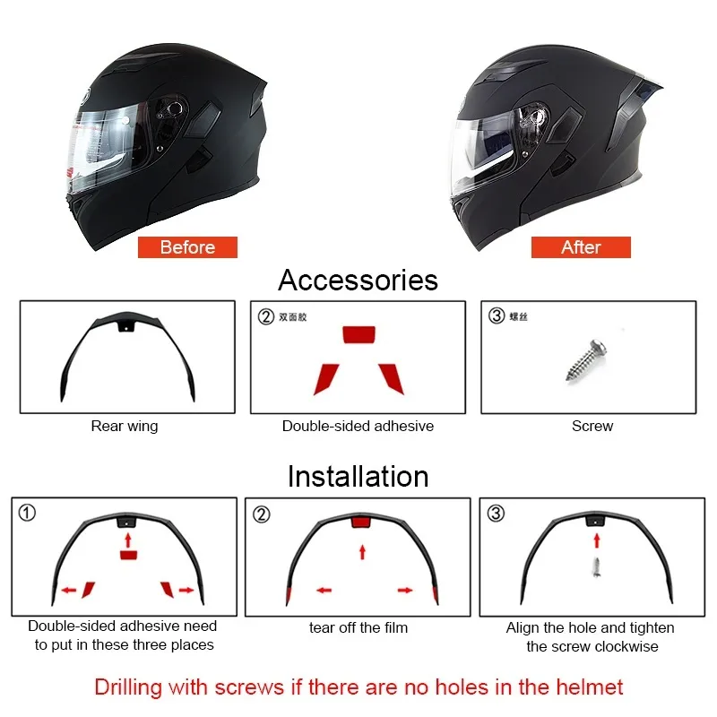 Repair Parts Spoilers For Motorcycle Helmet Rear Wing Tail GXT-902 JK-902.316,AIS-805.316.607,SOMAN 955 960