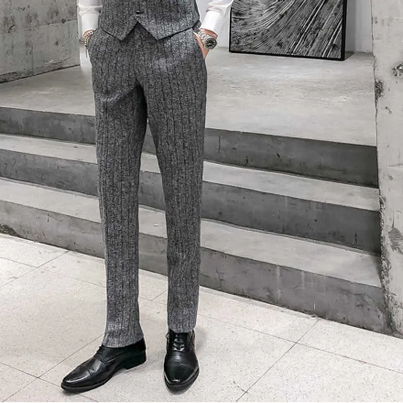 Классические полосатые мужские бизнес-платья брюки офисные социальные рабочие костюмы брюки мужские стритвальки повседневные брюки плюс размер 29-38 210527