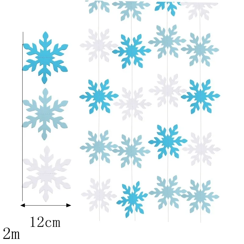 Decoration Snowflake Paper Garlands Hanging Banner for Winter Party Decor Supplies Christmas Artificial Ornaments Y201020