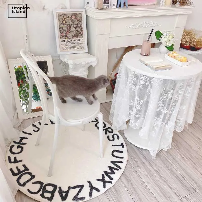 Alfabet Kids Carpet Floor branco tapetes de rastreamento de bebês crianças brincam tapetes de tapete redondo para a sala de estar de pelúcia para crianças7684288