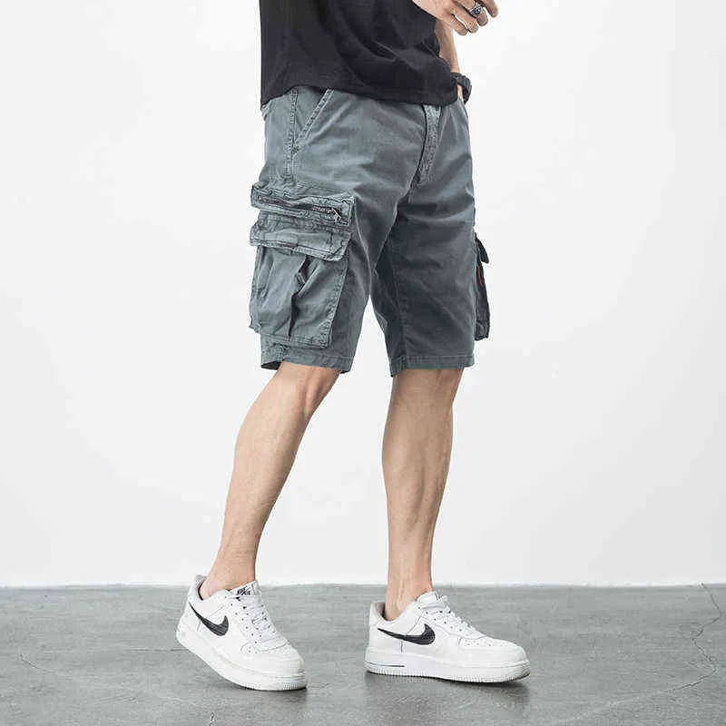 Glacialwhale Mens Cargo Cargo Shorts Men 2021 Летние боковые карманы Хип-хоп Японская уличная одежда Мужской многосмысленные штаны шорты для мужчин H1210
