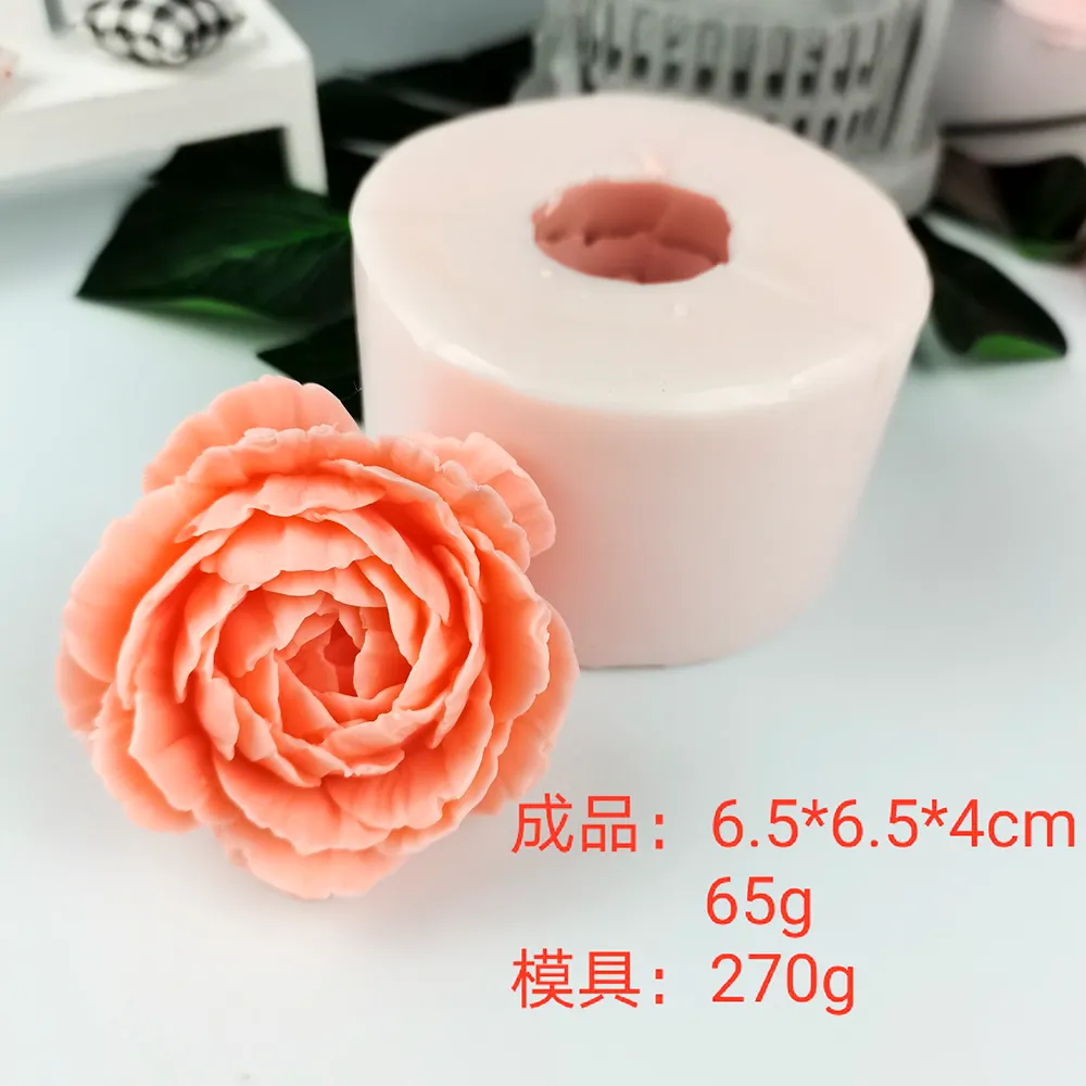 HC0209 PRZY Silicone moule pivoine fleur moules pivoine fleurs savon moules bougie moules Bouquet faisant argile résine caoutchouc 2102252106822