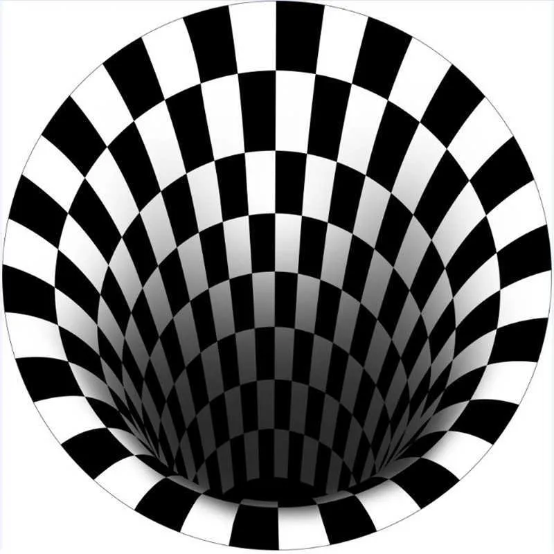 Tapis de chambre à coucher noir blanc grille impression 3D Illusion Vortex tapis de trou sans fond pour salon tapis de décoration de la maison 2107272731