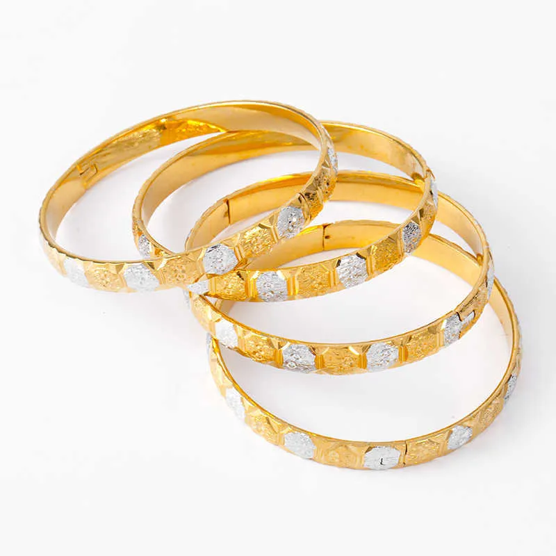 8mm64mm zwei TWotones Dubai Armreifen für Frauen Gold Silber Farbe Arabische Armreifen Äthiopische Hochzeitsarmbänder Klassiker afrikanisches Geschenk Q07209082109