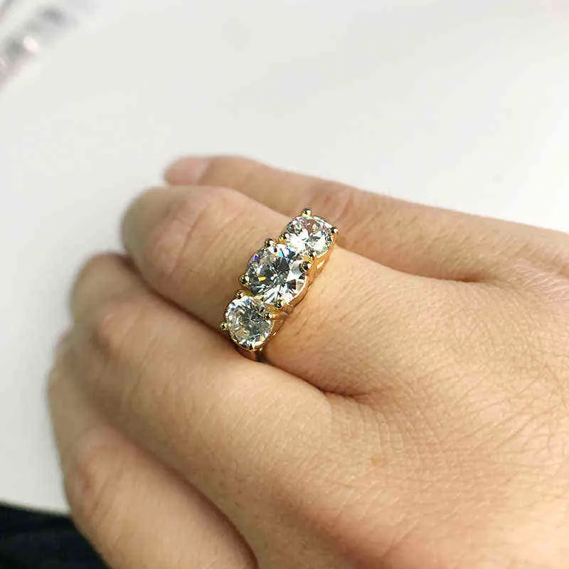 Lesf 925 Sterling Silver Ring Luksusowe Okrągłe Cut Błyszczące Sona 1 Karadne Centrum Kamień Biżuteria Ślubna Dla Kobiet Prezent Zaangażowy 211217