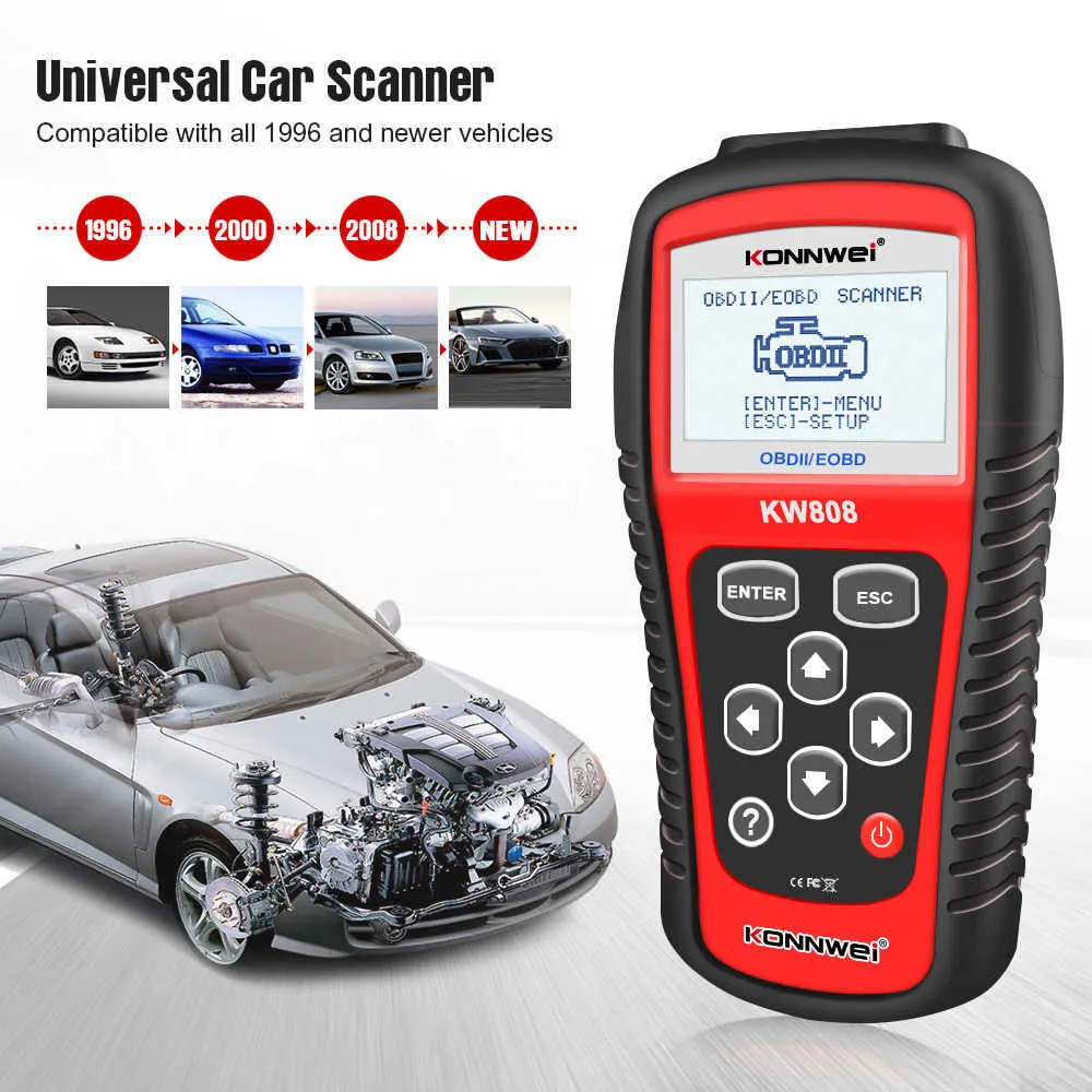 KONNWEI Diagnostic Tools KW808 OBD 2 Car Scanner OBD2 Auto Automotive Diagnostic Scanner Tool Engine Fualt Code Reader Odb Tools for Cars