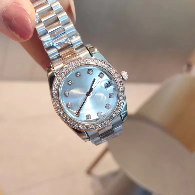 Les femmes de luxe regardent la marque Top Brand Designer Diamond Lady Watch 33 mm Robe All en acier en acier inoxydable Quartz montre des bracelets pour les dames wome252c