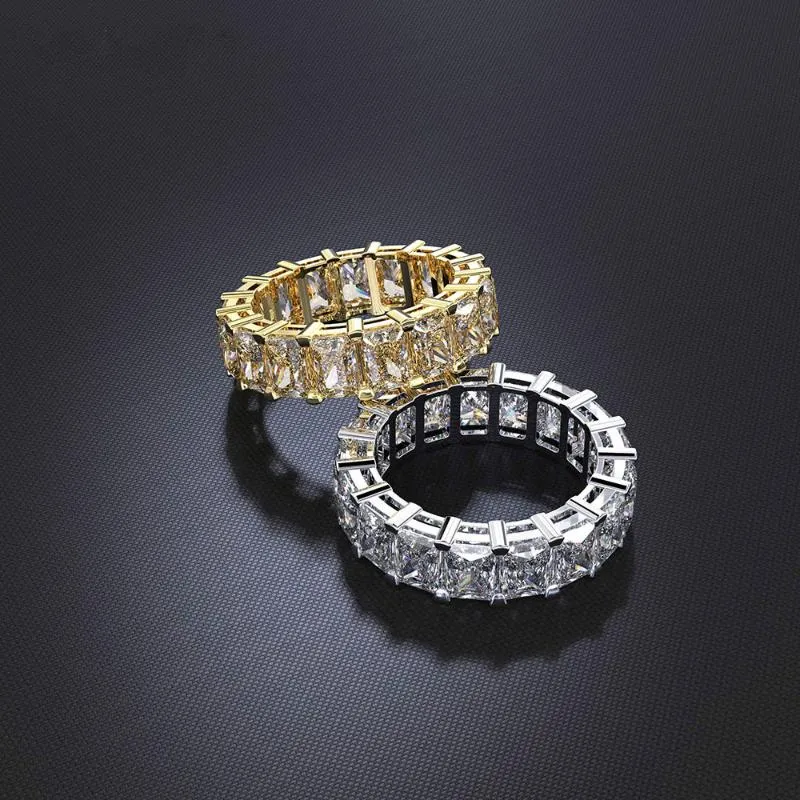 Pierścienie klastrowe ręcznie robione zamykane prasowe promieniowanie rozcięty diamentowy pierścionek luksus 14 -krotnie złoty koktajl zaręczynowy dla kobiet mężczyźni biżuteria 292W
