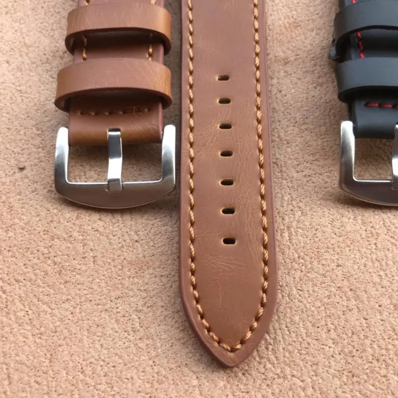 Bekijkbanden Lederen band voor Galaxy Watch4 Classic Watch3 Band Active 2 Gear S3 22 20mm Bracelet Stitch Design Vervanging2471
