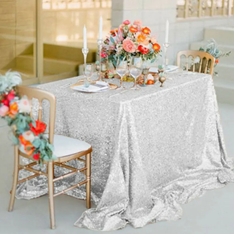 Paljett glitter bordsduk rektangel bordsduk täckning för bankettparti bröllop buffé jul bordsduk presentbord 201007