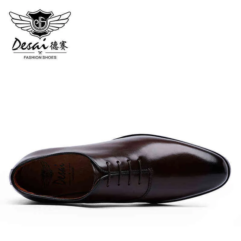 Chaussures habillées DESAI Oxford pour hommes d'affaires formelles à lacets en cuir pleine fleur minimaliste pour hommes 220223