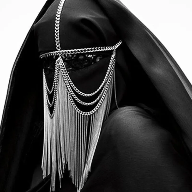 الشرير قناع سبيكة سلسلة أغطية الرأس لملهى ليلي الرقص حزب اكسسوارات للشعر