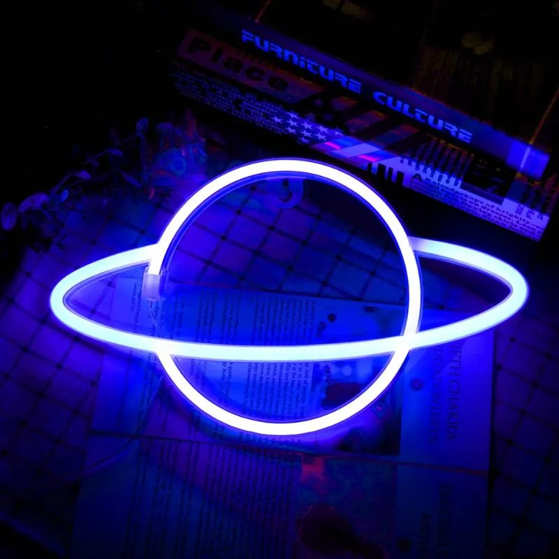 Nocne światła LED Neon lampa eliptyczna planeta w kształcie znaku ściennego