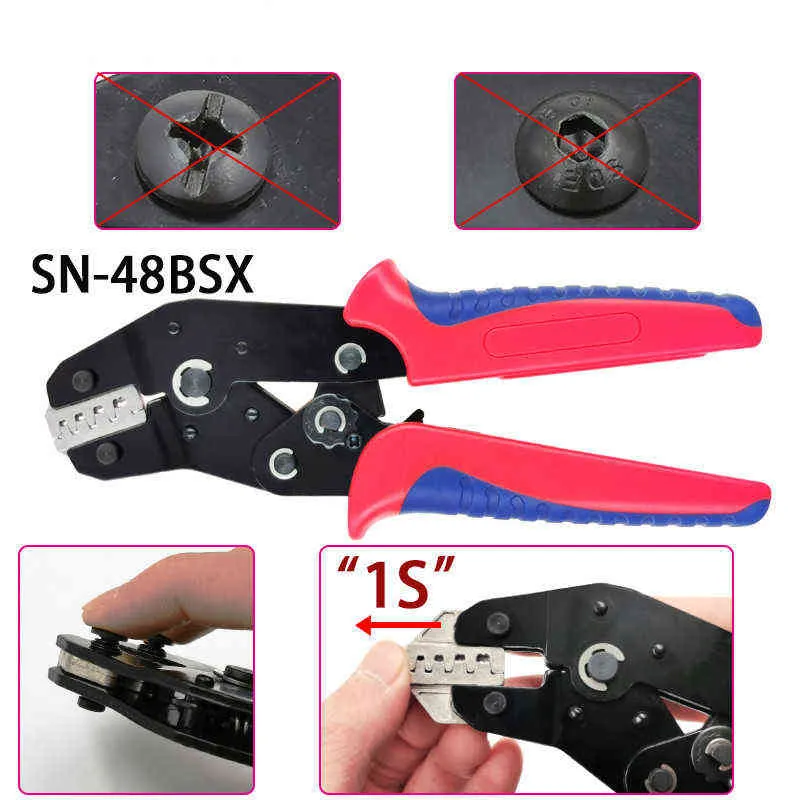 Alicates de engarzado SN-48BSX Reemplazo de mandíbula rápida para pestaña 2.8 4.8 6.3 / tubo / povoltaico / terminales aislados Herramientas de abrazadera eléctrica 211110