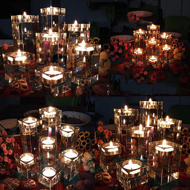 Peangdim Heminredning Ljusstake Bröllopsidé K9 Crystal Candle Holder Table Centerpieces Bar Kafé Dekorationer 210722