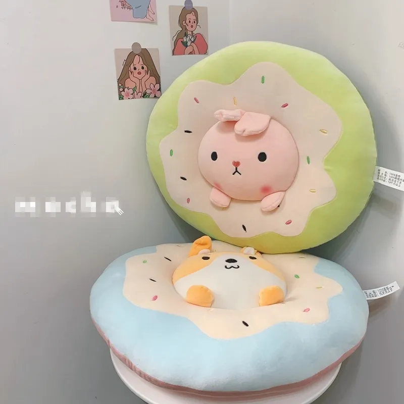 Cartoon piggy donut cushion cute Shiba Inu rabbit animal chair cushion super soft plush toy pillow 201009
