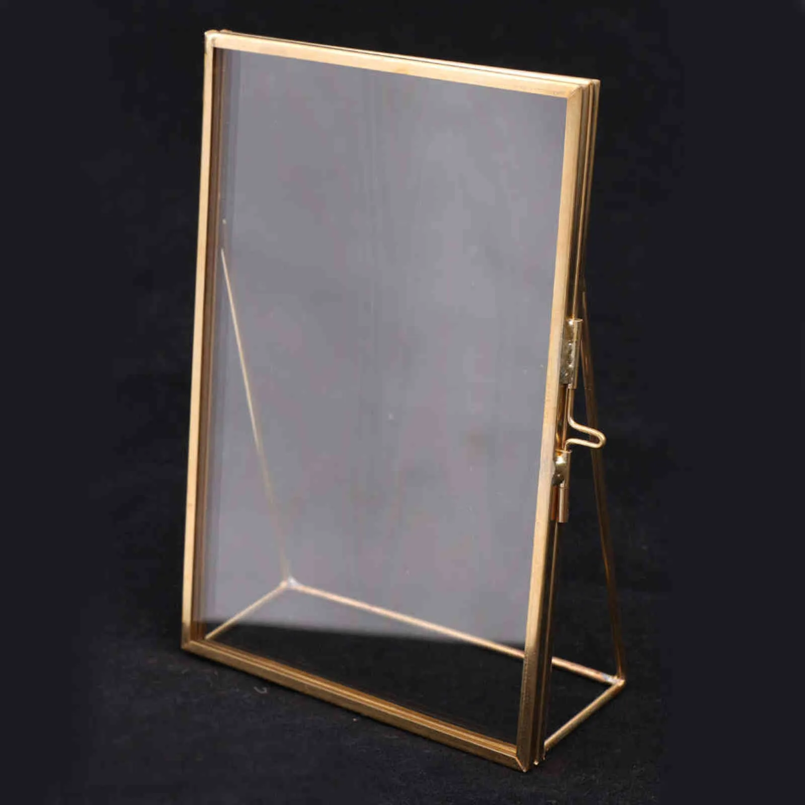 Cadre photo en verre en laiton Antique, cadre Po suspendu en verre sur pied, Portrait rétro en métal pour décoration de maison H11107177536