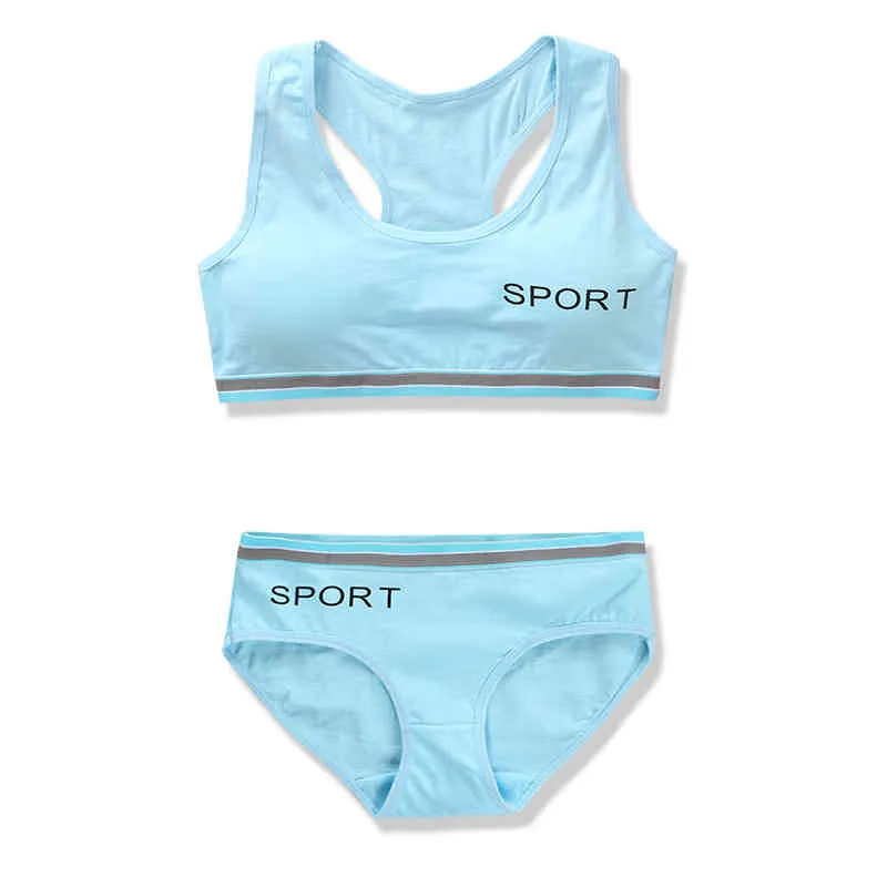 Girls Sports Bra Gym Underwear Wireless Teenager Cotton Young Training Set 816T6136093