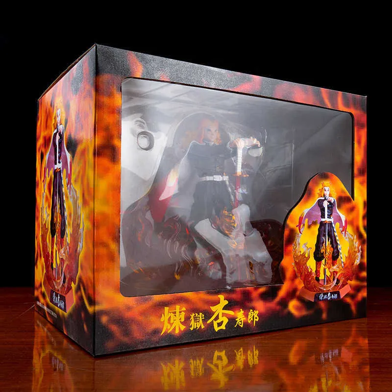 25cm Demon Slayer Rengoku Kyoujurou PVC Action Figures GK Anime No Yaiba PVC Figurine Toys For Kids Gifts Model Doll