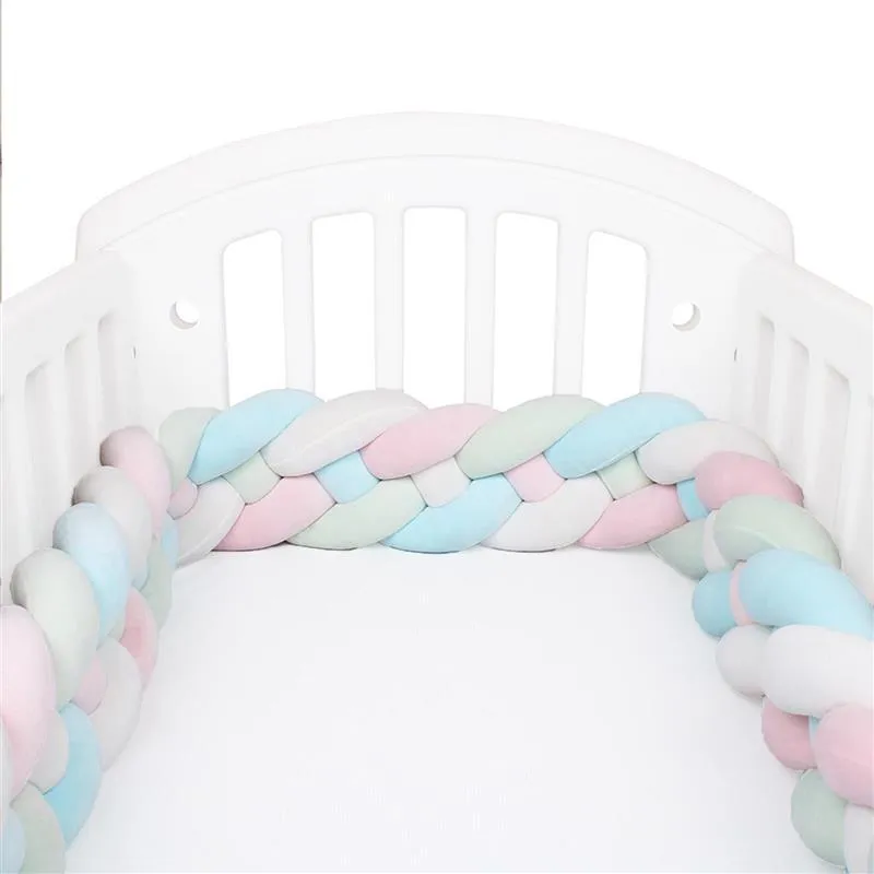 Cushion Decorative Pillow 2 2 Meter Baby Bed Bumper Infant Braid Cot Cradle Cushion Knot Crib Protector Room Decor191P