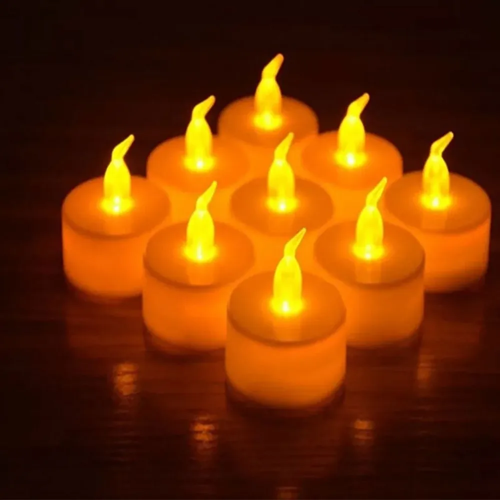 24 Pz / lotto LED Candela Tea Light Lampada Alimentata a Batteria Simulazione Colore Fiamma Tea Light Matrimonio Decorazione Festa a Casa Candele Finte 210310