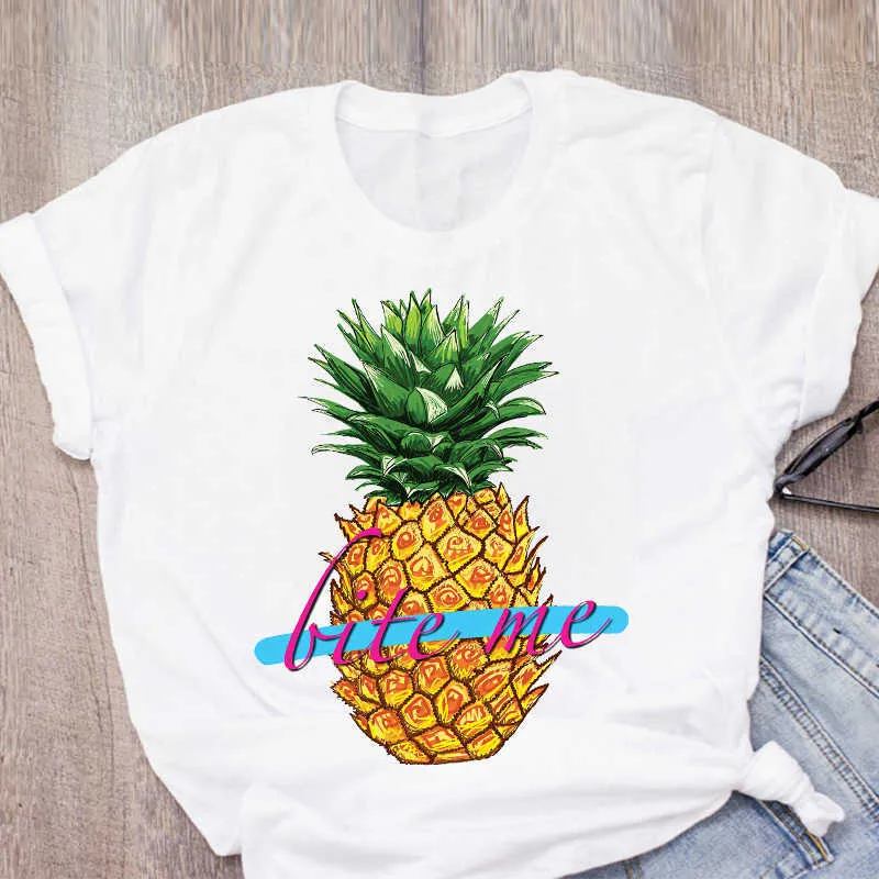 Vrouwen Grafische Watermeloen Ananas Gedrukt Fruit Korte Mouw Zomer Dame Tops T-shirt Shirt Womens Kleding Tee Vrouwelijke T-shirt X0527