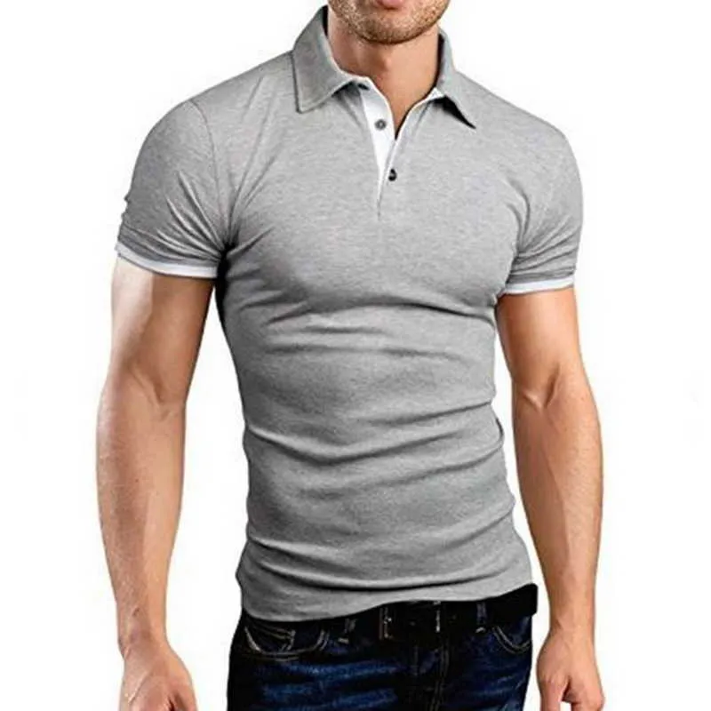 Sommer Kurzarm Poloshirt Männer Mode Polohemden Casual Slim Solid Color Business Herren Poloshirts Herrenbekleidung 210707
