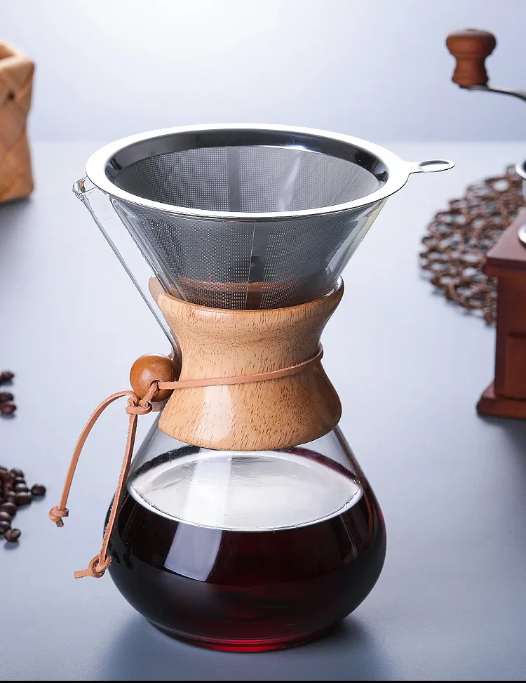 1 قطعة 1000 ملليلتر وعاء القهوة الزجاج plipper moka صانع الشاي percolator barista أدوات إسبريسو دليل غلاية إبريق الشاي مع الفولاذ المقاوم للصدأ 210309