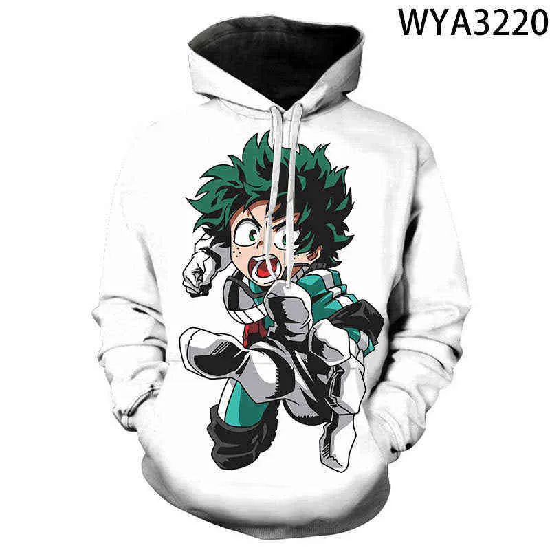 Anime My Hero Academia Sweats à capuche 3D Imprimé Hommes Femmes Enfants Sweatshirts Garçon Fille Enfants Streetwear Pull Tops Hommes Vêtements Y211122