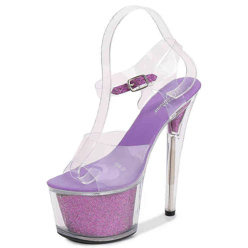 Ltarta Sandals - Dames Ultra-High Heels met 17cm en 15 cm teen met transparant glazen platform 220121