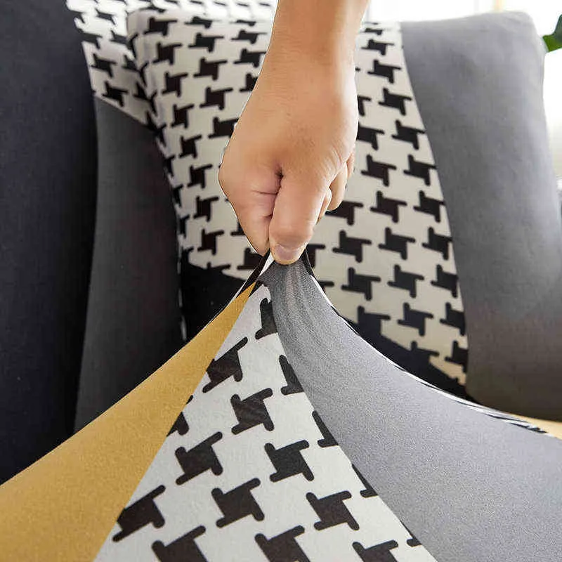 Ekskluzywny wzór Sofa Pokrywa Sliplovers Elastyczna Etui All-Inclusive Case dla L Kształt Loveseat Chair L-Style 211116
