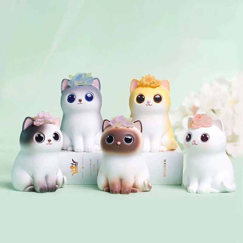 Fée Kawaii Chat Figurine Ornements Résine Artisanat Boîte Aveugle Pour La Saint Valentin Fête De Mariage Décoration Cadeau Filles Chambre Décor 210607