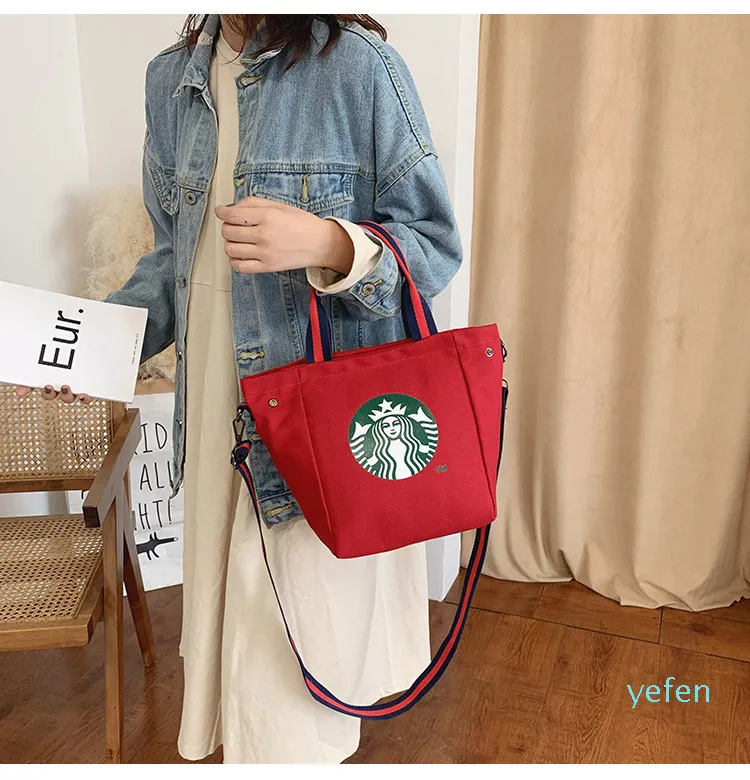 Sacos de bolsas coreanas para mulheres sacos de ombro de moda Starbucks Crossbody Organizer Fresh Lady Lady Sacos de compras Preppy S227Z