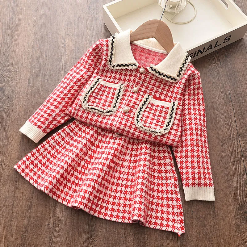 ベアリーダーガールズパーティードレスニュープリンセス衣装女の子ニット秋の衣装かわいい子供服子供服2 6年210317