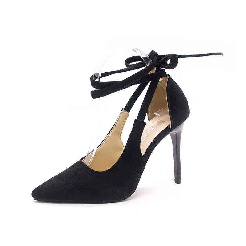 Sapatos de vestido Vermelho Gladiador Preto Sandálias Super Alto Salto Alto Verão Mulheres Sexy Casual Ankle Strap 220303