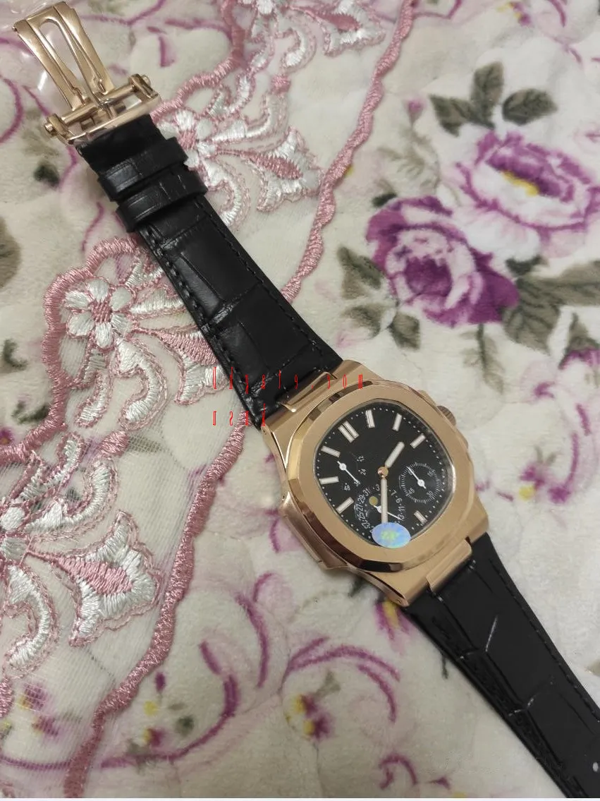 Orologi da uomo classici 5712 001 Orologio da 40 mm meccanico automatico con zaffiro, lunetta in acciaio, cinturino in pelle marrone nero, orologio di lusso impermeabile Rea251F