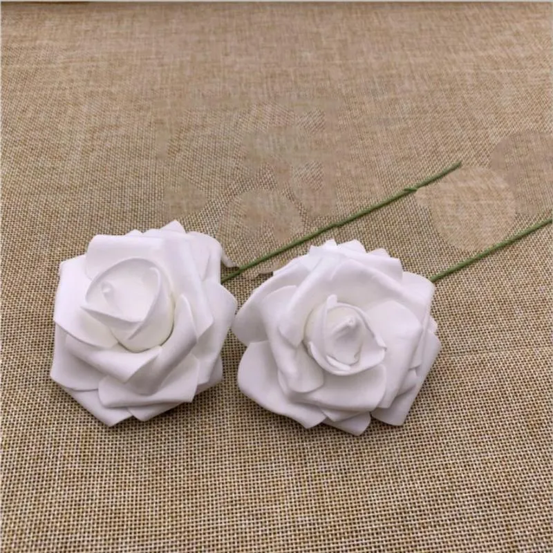 Fleurs artificielles avec tige en mousse, 50 pièces, 7CM, fausses roses, pour fête de mariage, Bouquet2137