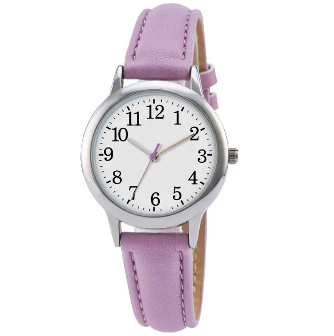 Números inteiros claros pulseira de couro fino quartzo relógios femininos simples elegantes estudantes relógio 31mm dial relógios de pulso229r