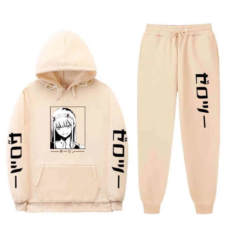 2022 Sommar Japan Anime noll två tryck harajuku mens tracksuit casual hoodie y0811