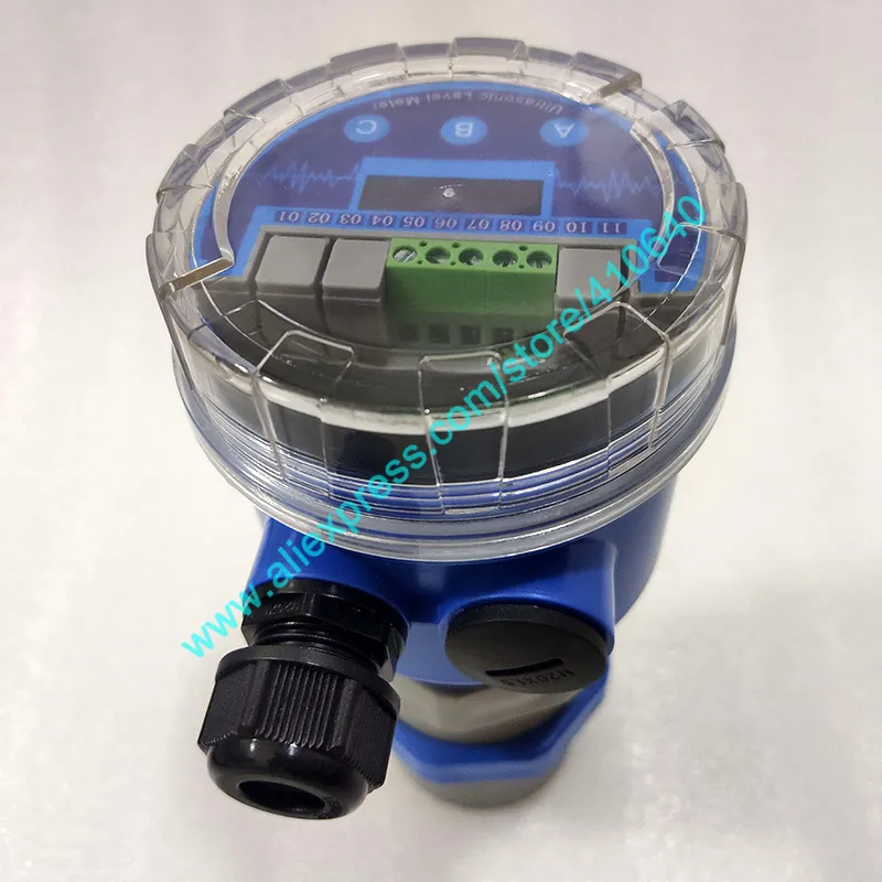 Medidor ultrassônico de nível de líquido ou materail de alta precisão Visor de LED Sensor ultrassônico Alcance de 10m 24V 4 a 20mA Saída sem contato