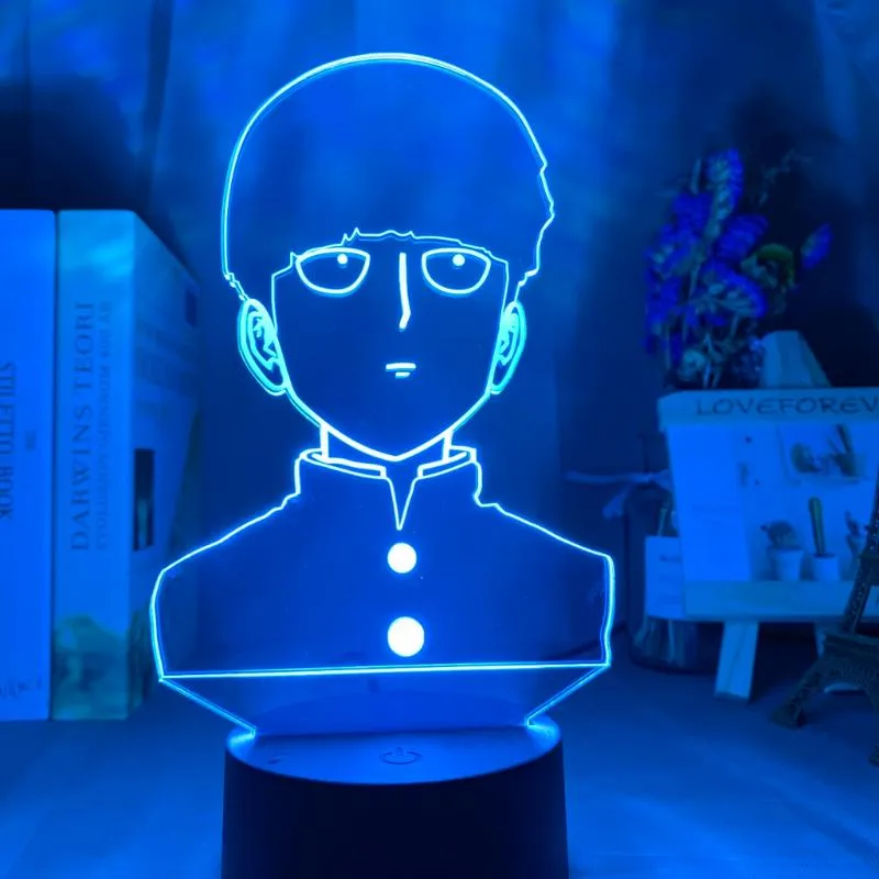 Ночные огни 3D лампа аниме Mob Psycho 100 Shigeo Figure Nightlight для детской детской спальни декоративная атмосфера красочный стол USB260M