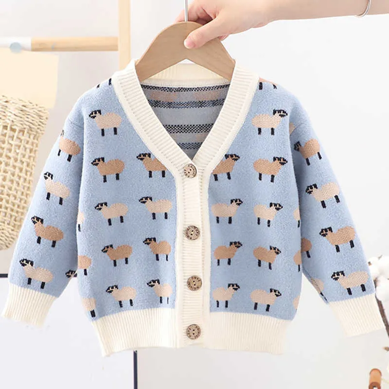 Children's Sweater Cardigan Autumn Winter Cartoon Pattern Long-sleeve Knitted Sweater Cute Boy Girl Clothes Jacket Y1024