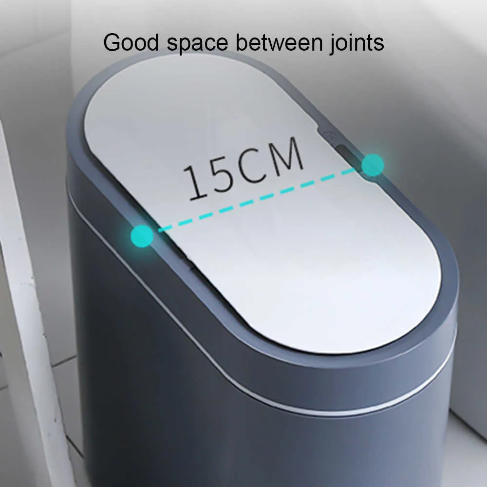 Smart Sensor Trash Can Electronic Automatyczna łazienka domowa Budynek Salon Wodoodporna Wąski Szew Bin 210728