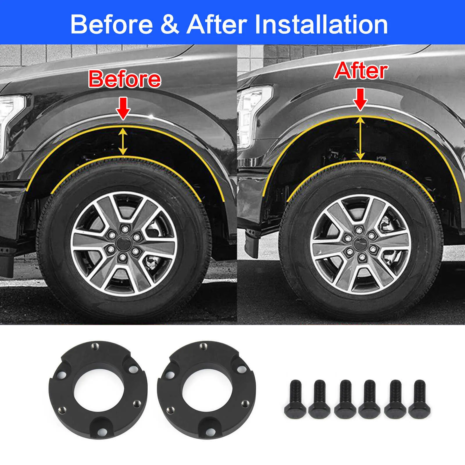 Car Front Leveling Lift Kit Metal Black for Toyota Tacoma 1995-2004 4Runner 1995 1996 1997 1999 2000 2001 2002 4WD 2WD Car