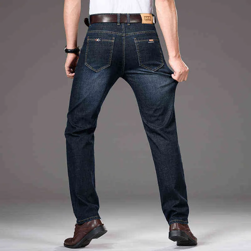 Erkek Kot Marka İş Klasik Rahat Moda Üst Marka Denim Tulum Yüksek Kaliteli Pantolon Ince Pantolon Erkek Kot 211120