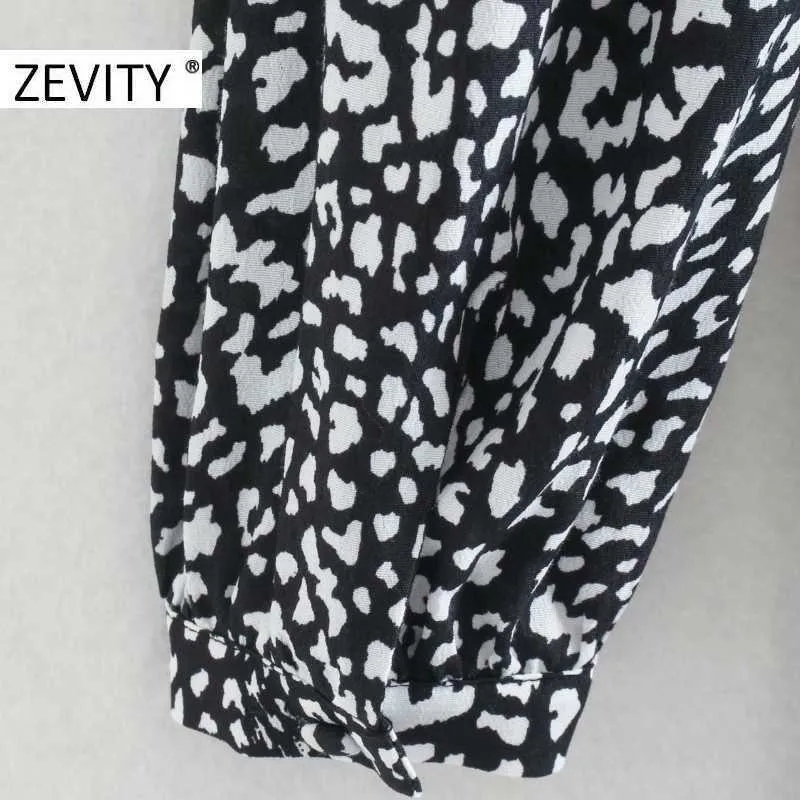 Zevity kobiety Vintage V Neck Animal Texture Print A Line Sukienka Kobieta Z Długim Rękawem Kimono Vestidos Chic Casual Slim Sukienki DS4491 210603