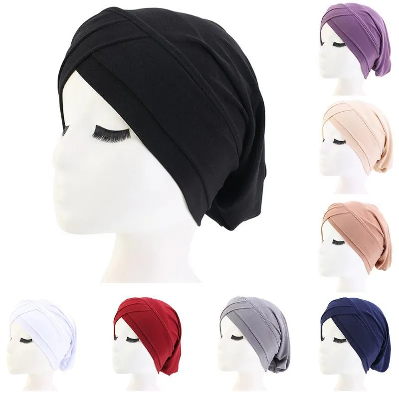 Bonnet / Skull Caps Femmes Turban Chapeau Nuit Dormir Pour La Chimiothérapie Couleur Unie Couverture Complète Capuchon Intérieur Wrap Tête Bonnet W Avant Perte De Cheveux Accueil