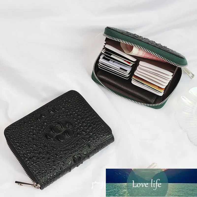 Crocodile Pattern First Layer Cowhide Card Holder Anti-Theft Swiping Cross-Border Supply Large Capacity Zipper Double Layer Passpo261K