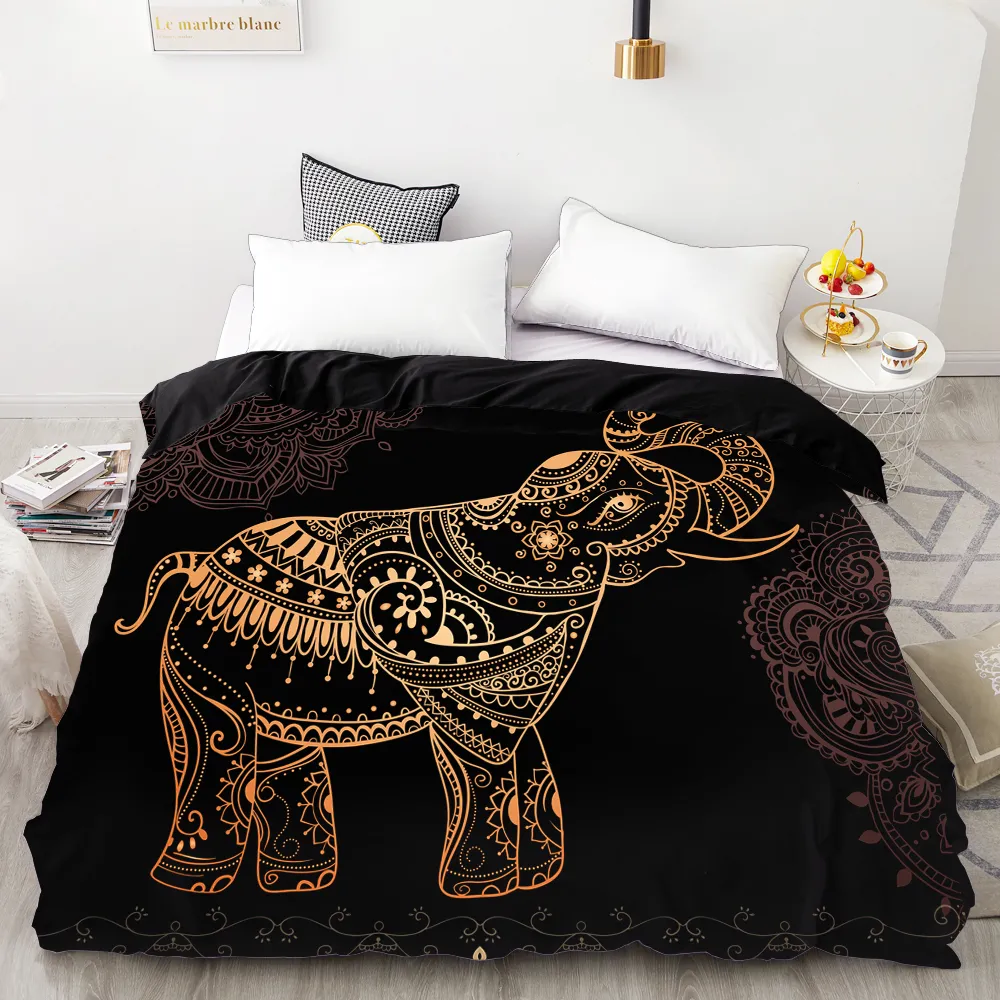 3D HD Digital Printing Custom Duvet CoverComForTrquiltBlanket Case Queen King Bedding 220X240BedCloths Golden Feather Y200417