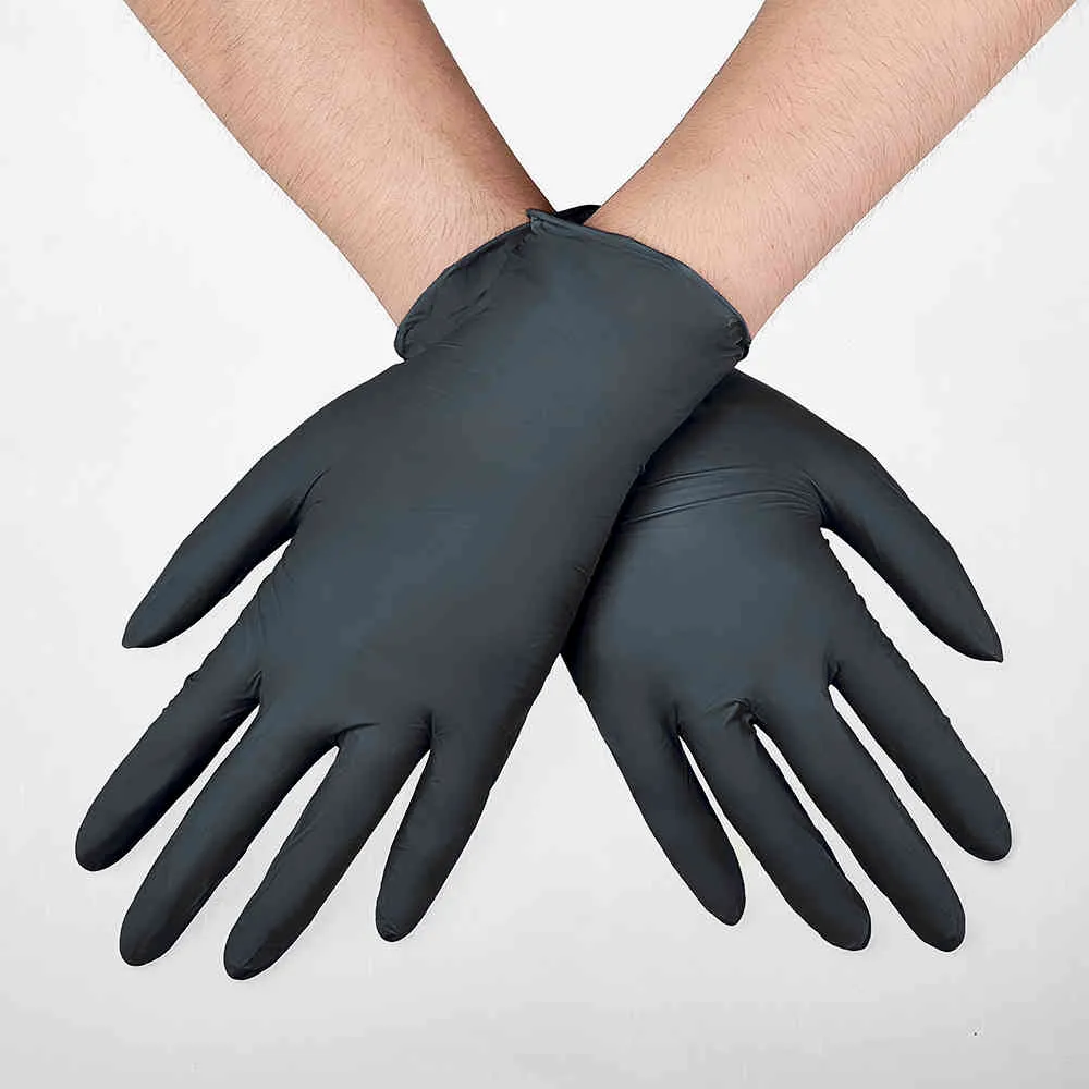 Gant en nitrile noir 100 pièces cuisine protection travail main ménage produits de nettoyage gants jetables accessoires de jardin